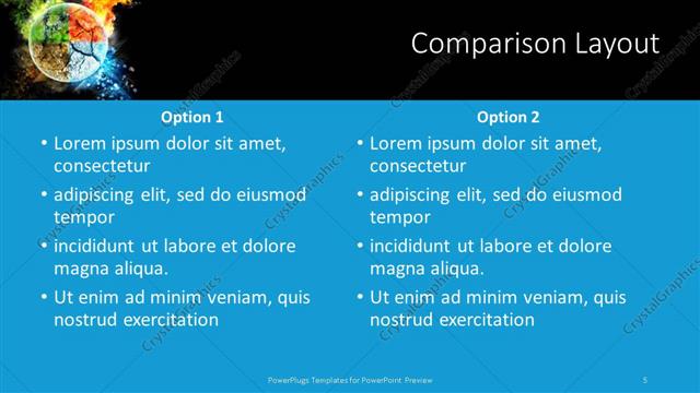 Comparison presentation slide layout