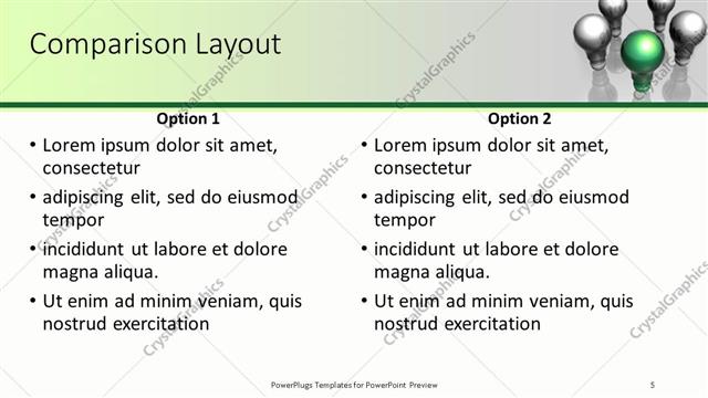 Comparison presentation slide layout