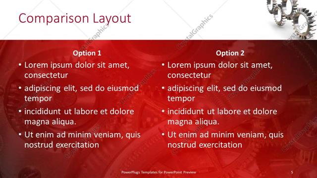 Comparison presentation slide layout