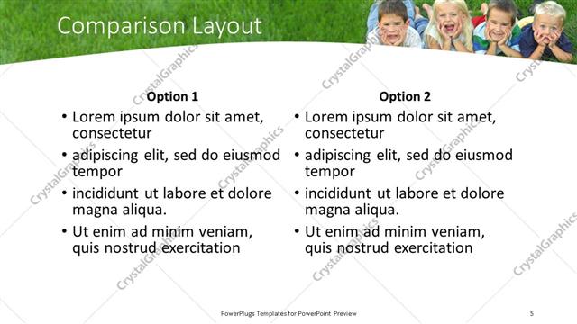 Comparison presentation slide layout