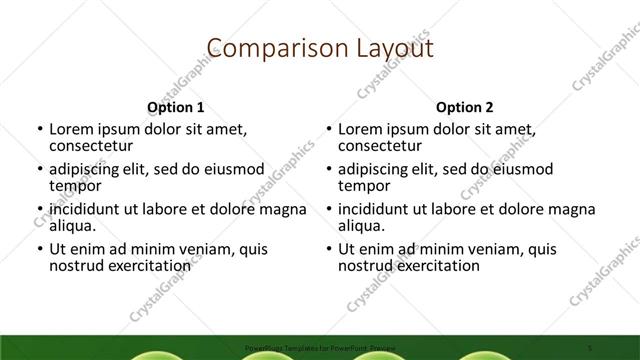 Comparison presentation slide layout