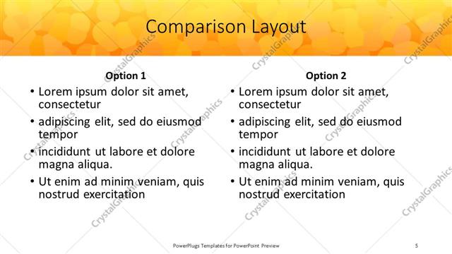 Comparison presentation slide layout