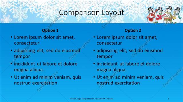 Comparison presentation slide layout