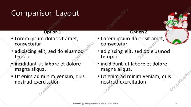 Comparison presentation slide layout
