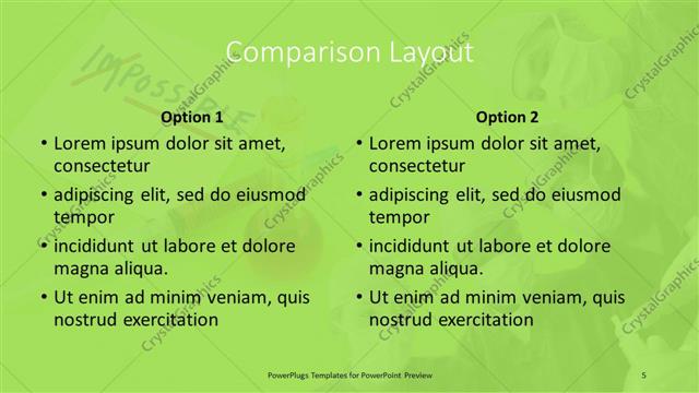 Comparison presentation slide layout