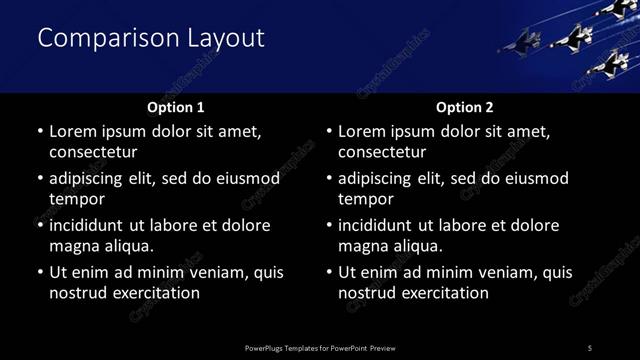 Comparison presentation slide layout