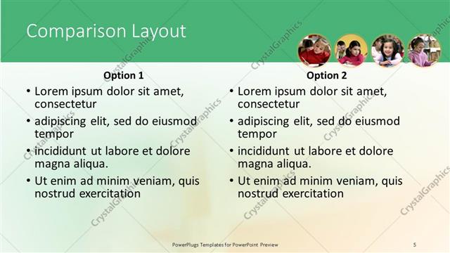Comparison presentation slide layout