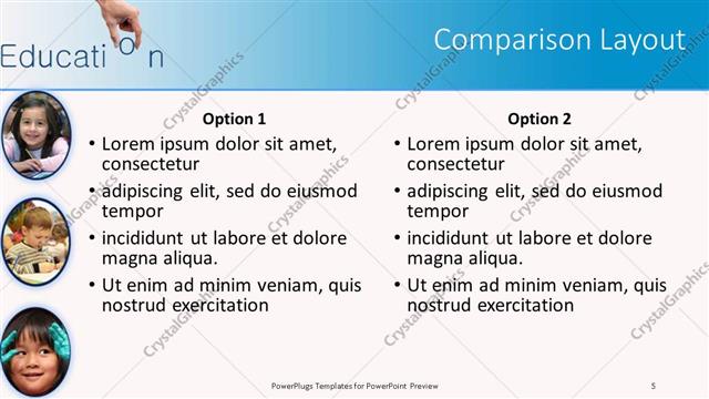 Comparison presentation slide layout