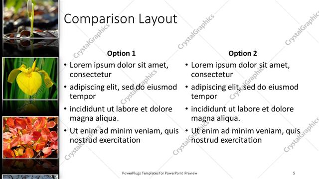 Comparison presentation slide layout