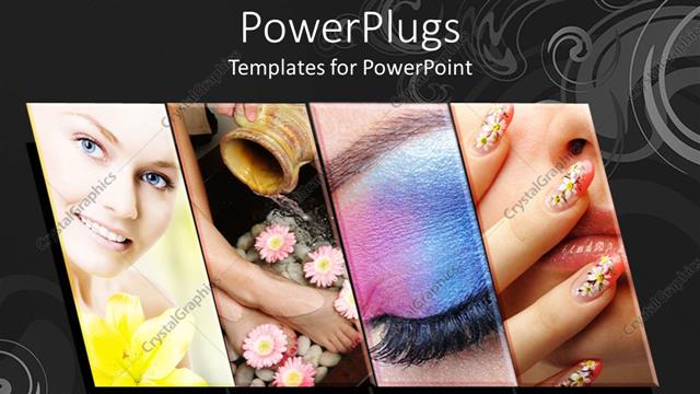  Presentation with tiles - Four tiles with different make up procedures and a smiling face