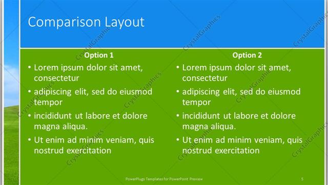 Comparison presentation slide layout