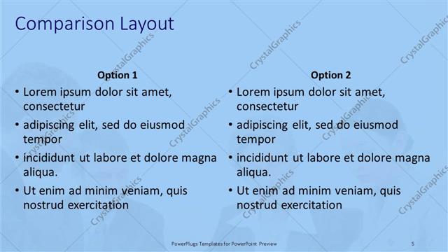 Comparison presentation slide layout