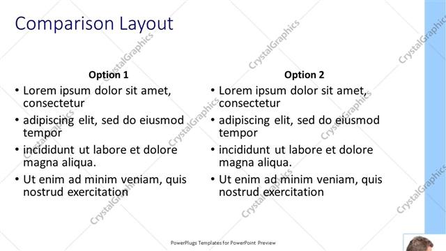 Comparison presentation slide layout