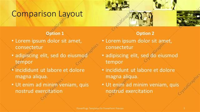 Comparison presentation slide layout