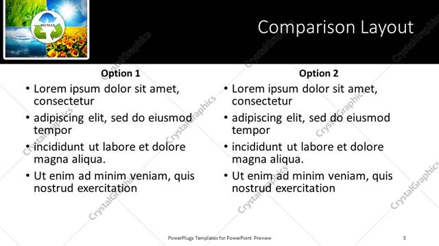 Comparison presentation slide layout