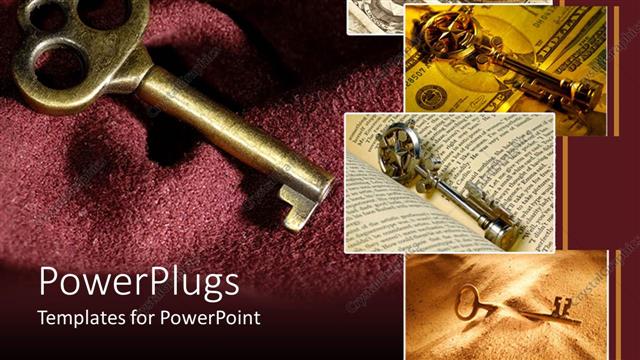  Presentation with tiles - Four tiles showing different types of gold colored keys