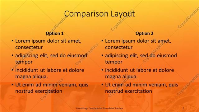 Comparison presentation slide layout