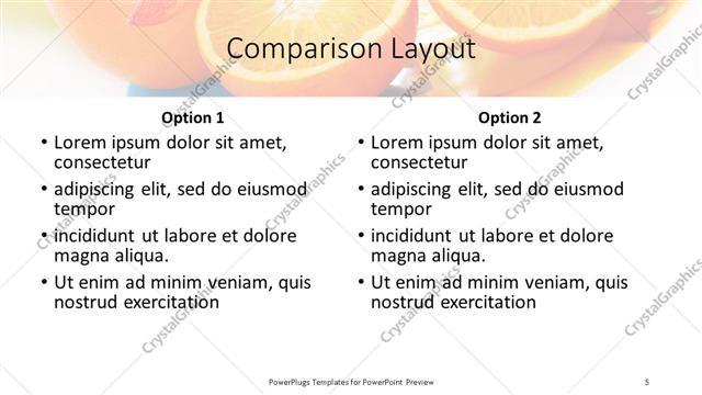 Comparison presentation slide layout