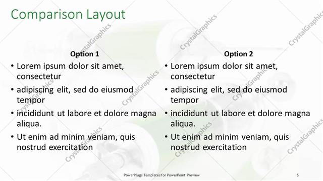 Comparison presentation slide layout