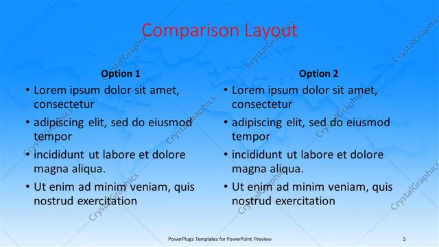Comparison presentation slide layout