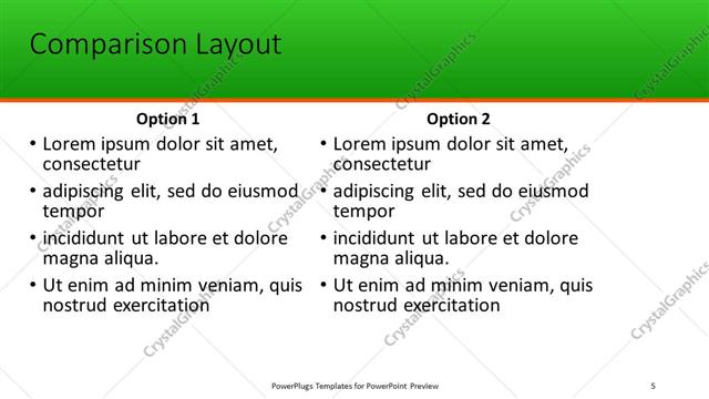Comparison presentation slide layout