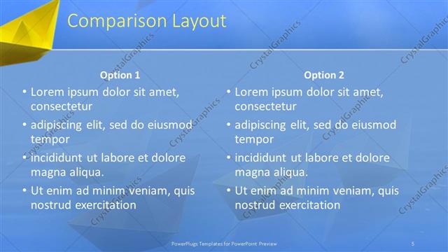 Comparison presentation slide layout