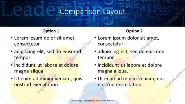 Comparison presentation slide layout