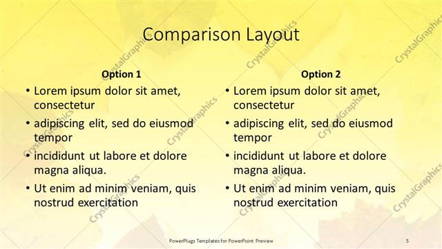 Comparison presentation slide layout