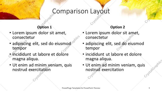 Comparison presentation slide layout
