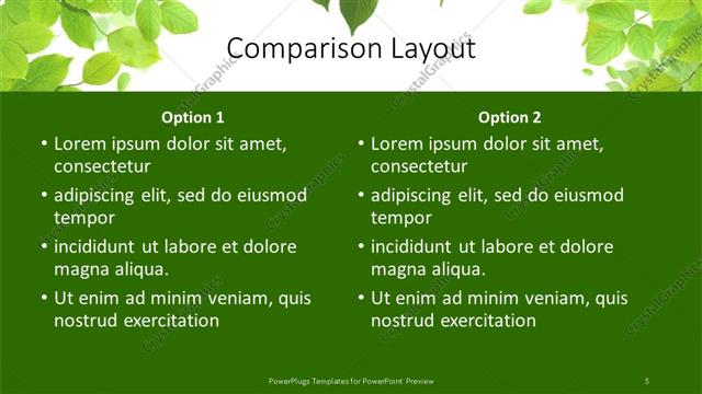 Comparison presentation slide layout