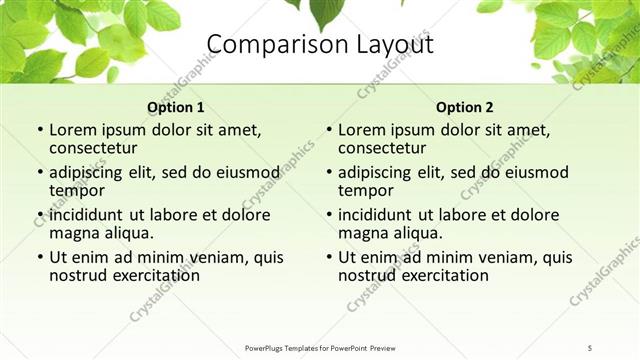Comparison presentation slide layout
