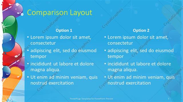 Comparison presentation slide layout
