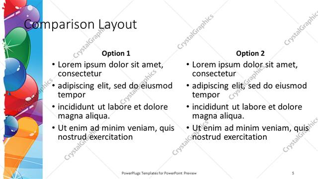 Comparison presentation slide layout