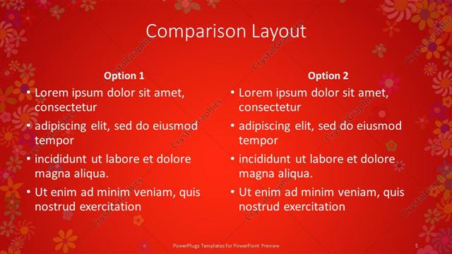 Comparison presentation slide layout
