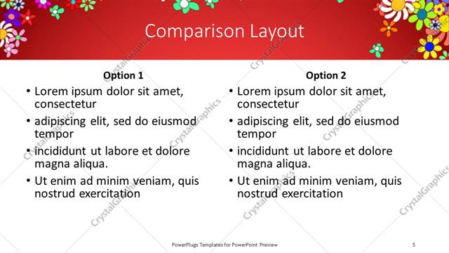 Comparison presentation slide layout
