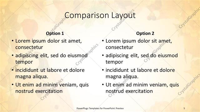 Comparison presentation slide layout