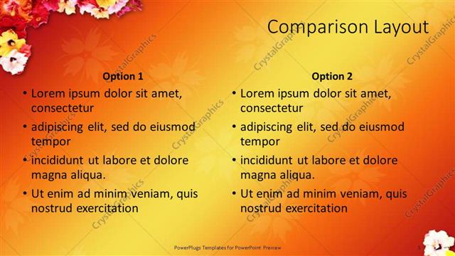 Comparison presentation slide layout