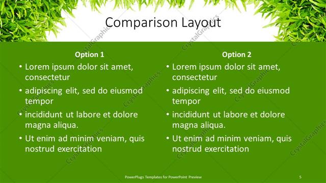 Comparison presentation slide layout