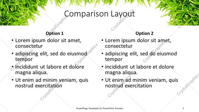 Comparison presentation slide layout