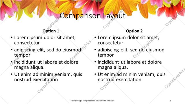 Comparison presentation slide layout