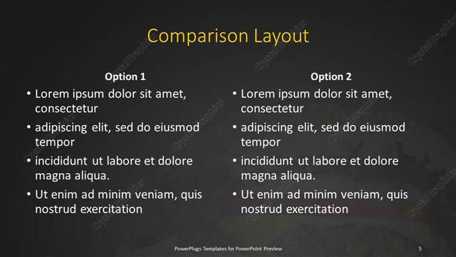 Comparison presentation slide layout