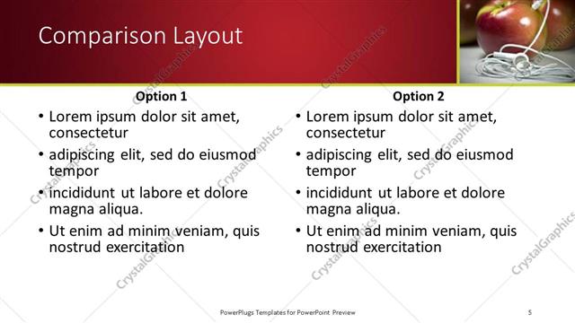 Comparison presentation slide layout