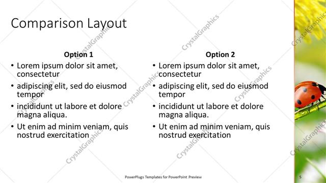 Comparison presentation slide layout