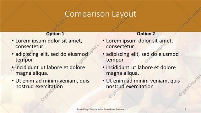 Comparison presentation slide layout