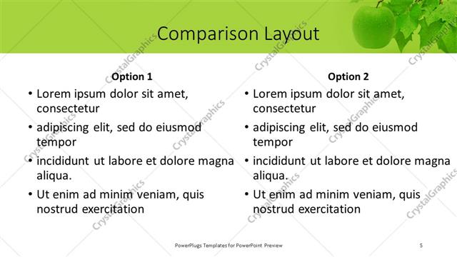 Comparison presentation slide layout