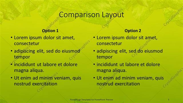 Comparison presentation slide layout