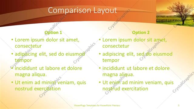 Comparison presentation slide layout