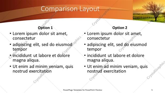 Comparison presentation slide layout