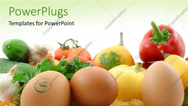  Presentation with health - Fresh and healthy food and vegetables over green background