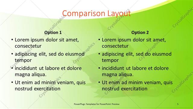 Comparison presentation slide layout